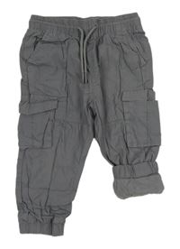 Sivé plátenné cargo podšité cuff nohavice Matalan