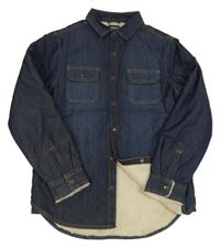 Tmavomodrá zateplená riflová košilová bunda Next