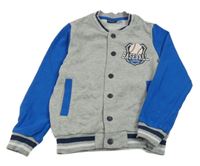 Sivo-modrá baseballová mikina s potlačou Lupilu