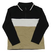 Černo-bílo-béžové polo triko 
