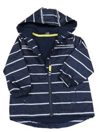 Tmavomodro-bílá pruhovaná šusťáková jarní bunda s kapucí George