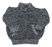 Tmavomodro-biely melírovaný sveter Topolino