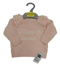 Nové - světlerůžový žebrovaný svetr s nápisem Dunnes