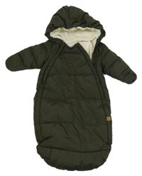 Khaki šusťákový zimní fusak s kapucňou H&M