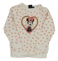 Biela mikina so srdiečkami a Minnie Disney