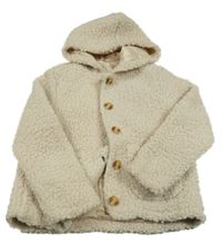 Béžová huňatá podšitá bunda s kapucňou Shein