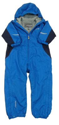 Modro-tmavomodrá šušťáková zimná kombinéza s kapucňou Sprayway