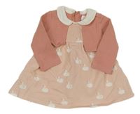 Svetloružové šaty s labuťami  a bolérkem Mayoral