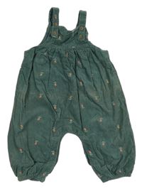 Tmavozelené laclové podšité manšestráky s kytičkami M&S