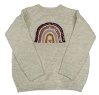 Světlebéžový melírovaný svetr s duhou Topolino