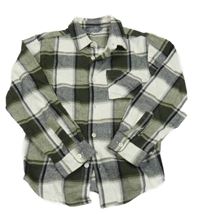 Khaki-bílá kostkovaná flanelová košile Primark