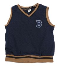 Tmavomodro-hnedá vesta s písmenem Shein