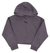 Fialová crop mikina s kapucí Puma