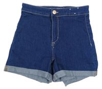 Nové - Tmavomodré rifľové high waist kraťasy Denim Co.