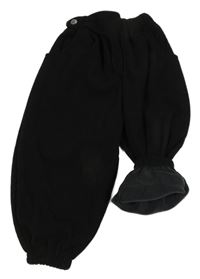 Čierne zamatové rebrované zateplené cuff nohavice