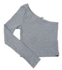 Sivé asymetrické trblietavé pletené crop tričko H&M