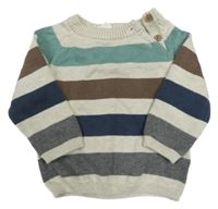 Béžovo-zeleno-hnedý pruhovaný sveter H&M