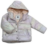 Fialovo-ružová šušťáková zimná bunda s kapucňou Tu