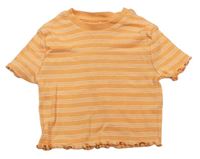 Oranžovo-biele pruhované rebrované tričko George