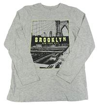 Šedé triko s potiskem Brooklynu Primark 