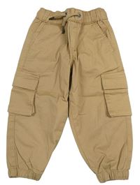 Béžové cargo cuff plátěné kalhoty C&A