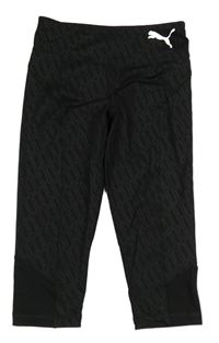 Černé vzorované sportovní funkční capri legíny Puma 