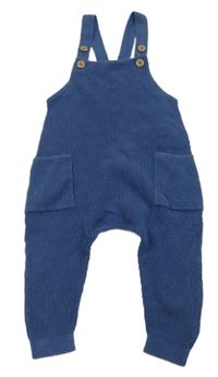 Tmavomodré vzorované pletené laclové tepláky H&M