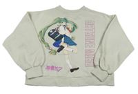 Sivá crop mikina s potiskem Hatsune Miku Zara