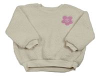 Smotanová huňatá mikina s kvietkom George