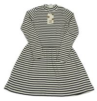 Nové - Smetanovo-černé pruhované šaty Pomp de Lux 