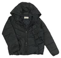 Černá šusťáková prošívaná zimní bunda s kapucí Zara 