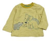 Pískovo-biele pruhované tričko s medvedíkmi Nutmeg