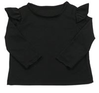 Čierne tričko s volánikmi Shein