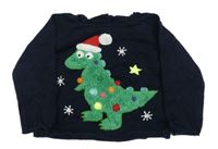 Tmavomodrý sveter s dinosaurom Next