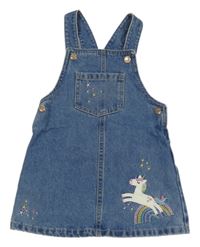 Modré riflové šaty s jednorožcem F&F