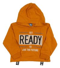 Oranžová mikina s nápisy a kapucí Nazar 