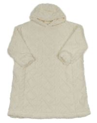 Smetanová chlupatá vzorovaná oversize mikina s kapucí Tu