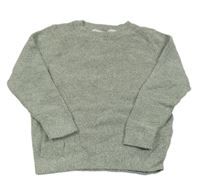 Světlezeleno-biely melírovaný sveter Primark