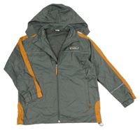 Sivo-oranžová šušťáková jarná bunda s ukrývací kapucňou Alive