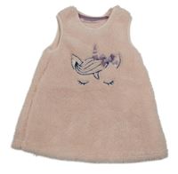 Světlerůžové chlupaté šaty s jednorožcem Ergee 