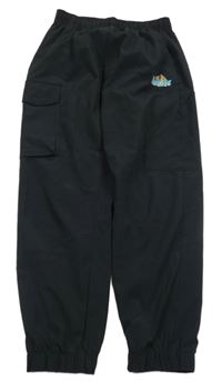 Černé šusťákové cuff kalhoty horou