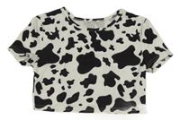 Čierno-biele vzorované crop tričko Shein