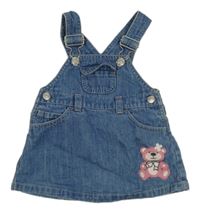 Světlemodré riflové laclové šaty s medvídkem Campus  Baby 