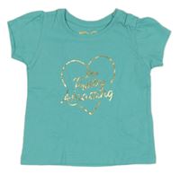 Azurové tričko s nápisom Primark