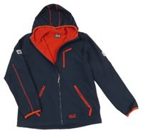 Tmavomodro-červená softshellová bunda s kapucí Jack Wolfskin