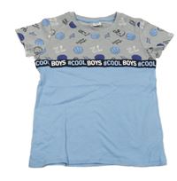 Světlemodro-sivé tričko s loptami Kiki&Koko