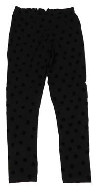 Čierne legíny so zamatovymi bodky M&S