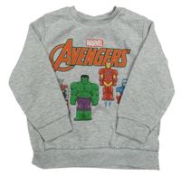 Sivá melírovaná mikina s hrdinami Marvel