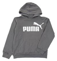 Šedá mikina s logem a kapucí Puma