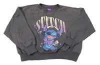 Sivá crop oversize mikina so Stitchem Disney
